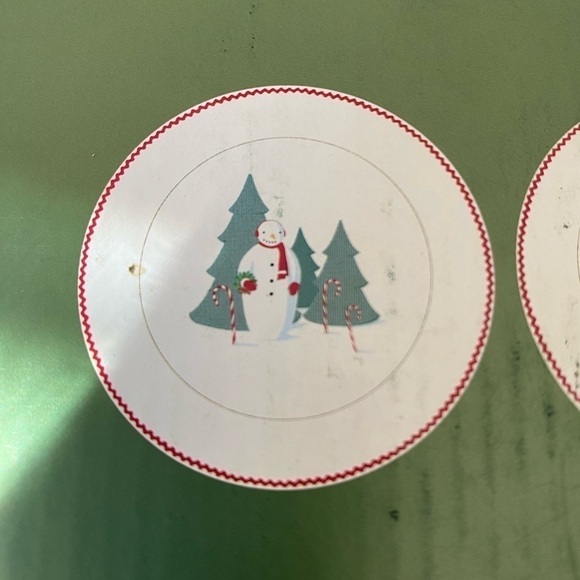 NEW IN THE BOX Martha Stewart Snowman Winter Jubilee Dessert Plates Set of 4 - Picture 8 of 8